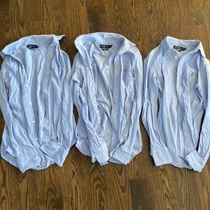 3 Ralph Lauren women’s slim fit button up top.